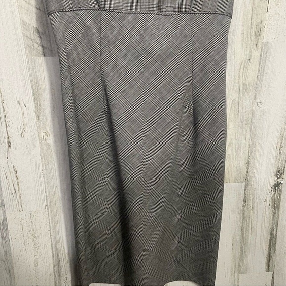 Ann Taylor Vintage SleevelessV Neck Micro Houndstooth Wool Dress Gray size 2 - Picture 4 of 8